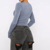 Slim Fit Long Sleeve Shirt | Women's Casual Crop Tops by FitiqueFit