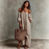 Women's Off-Shoulder Long-Sleeve Maxi Dress by FitiqueFit