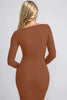 Caramel Built-In Shapewear Dress Square Neck Long Sleeve Maxi Dress Elegant Shapewear Dress For Women by Stevvex