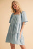 New Summer Square Neck Half Sleeve Tiered Dress For Women, Flattering, Chic, Comfortable and Versatile for Any Occasion by Stevvex