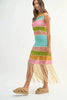 Multi Color Fringed Crochet Knit Dress For Women – Crochet Knit Dress, Fringed Dress, Multi-Color Dress, Bohemian Knit Dress, Festival Dress by Stevvex