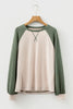 Camel Waffle Color Block Raglan Sleeve Top by Wild and Free Boutique