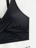 Bikini Solid Black Twist Front High Waist 2 Piece Swimsuit for Women – Stretchy V Neck Bikini Set with Ruched Tummy Control and Cross Strape Detail – Quick Drying Polyamide Swimwear for Beachwear Poolside and Summer Travel by Stevvex
