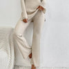 Women’s Ribbed V‑Neck Top & Pants Set by FitiqueFit