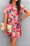 Printed Tiered Round Neck Mini Dress