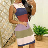 Women’s Color-Blocked Striped Sleeveless Bodycon Dress by FitiqueFit