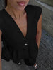 Women’s Cotton V-Neck Sleeveless Vest and Wide-Leg Pants Set by FitiqueFit
