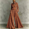 Leopard Print Wide-Leg Pants Set – Women’s Casual Two-Piece by FitiqueFit