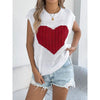 Women’s Heart Color Block Knit Top – Casual Sleeveless Valentine Tank by FitiqueFit