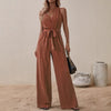 Women's Strap High-Waist Sleeveless Jumpsuit – Ice Silk Casual Wide-Leg by FitiqueFit