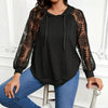 Women’s Plus Size Hoodie – Lace Long Sleeve Pullover Top by FitiqueFit