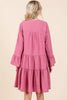 Tiered Notched Flare Sleeve Dress – Fluttering, Playful and Stylish Dress with Ruffled Layers and Trendy Flare Sleeves by Stevvex