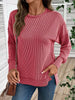 Side Slit Round Neck Sweatshirt by Wild and Free Boutique