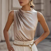 Women's Elegant Sleeveless Mock Neck Top by FitiqueFit