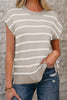 Parchment Side Slits Crewneck Short Sleeve Sweater Tee by Wild and Free Boutique