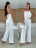 Candy-Colored Bodycon Halterneck Backless High-Waist Wide-Leg Jumpsuit by FitiqueFit