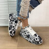 Round-Toe Thick-Sole Lace-Up Sneakers — Women’s Casual Print Shoes by FitiqueFit