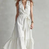 Women's V-Neck Sleeveless Lace-Up Panelled Maxi Dress – Wide Flare by FitiqueFit