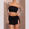 Fishnet Sequin Cardigan Top With Diamond Embellishments by My Store
