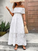 White Stylish Off-Shoulder Maxi Dress Elegant Short Sleeve Summer Dress by Stevvex