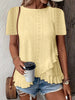 Women’s Casual Solid Color Short Sleeve Crew Neck Top by FitiqueFit