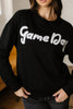 Black Chenille Game Day Graphic Drop Shoulder Sweatshirt by Wild and Free Boutique