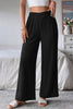 Color black Solid Color Textured Crossed Waist Loose Pants by Wild and Free Boutique