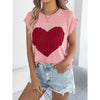 Women’s Heart Color Block Knit Top – Casual Sleeveless Valentine Tank by FitiqueFit