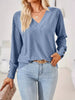 Plus Size V-Neck Textured Long Sleeve T-Shirt by Simply Love