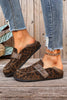 Coffee Faux Suede PU Leather Patchwork Retro Buckle Slip On Shoes by Wild and Free Boutique