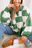 Light French Beige Checkered Pattern Polo Collar Loose Sweater by Wild and Free Boutique