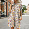 Floral Print Loose Pocket Dress | Round Neck Short Sleeve by FitiqueFit