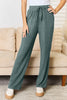 Basic Bae Full Size Ribbed Drawstring Hood Top and Straight Pants Set