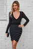 Rhinestone V-Neck Long Sleeve Wrap Dress