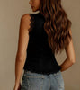 Lace Trim Button-Down Crop Tank Vest Women by FitiqueFit