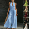 Women’s V-Neck Halter Neck Wide-Leg Jumpsuit by FitiqueFit