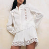 Women's Hollow-Out Patchwork Tassel Coat – Long Sleeve Lapel Button-Down Jacket by FitiqueFit