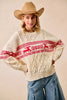 BiBi Christmas Theme Patterned Cable Knit Sweater by FitiqueFit