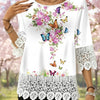 Printed Patchwork Three-Quarter Sleeve Top – Women's Loose Fit Pullover by FitiqueFit