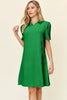 Double Take Full Size Texture Collared Neck Short Sleeve Dress Textured Dress For Women by Stevvex