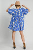 Blue Two Tone Abstract Print Puff Sleeve Dress Trendy Modern Print Dress for Women Summer Dress by Stevvex