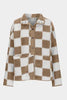 Elegant Checkered Snap Down Long Sleeve Teddy Jacket Soft & Warm Colorful Jacket by Stevvex