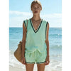 Women's V-Neck Vest & Shorts Two-Piece Set by FitiqueFit