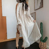 High Neck Asymmetric Maxi Chiffon Dress – Loose Fit Long Sleeve by FitiqueFit