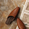 Handmade Sheepskin Ruched Mule Slides – Square Toe Low Heel by FitiqueFit