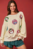 Women’s Christmas Egg Sequined Long-Sleeve Loose Sweatshirt by FitiqueFit