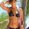 Sunset Bloom 2-Piece Triangle Bikini Set for Women – Vibrant Random Floral Print Halter Neck Swimsuit with Tie-Back Tie-Side Bottoms & High Cut Legs – Women's High-Stretch Swimwear for Summer Beach Escapes by Stevvex