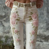 Womens Denim Jeans Womens Trousers With Colorful 3D Floral Prints by My Store