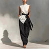 Women's Lace-Up Sleeveless Top & Wide-Leg Pants Set by FitiqueFit
