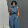 Women’s Cotton Linen Two-Piece Set – Sleeveless Top & Wide-Leg Pants by FitiqueFit